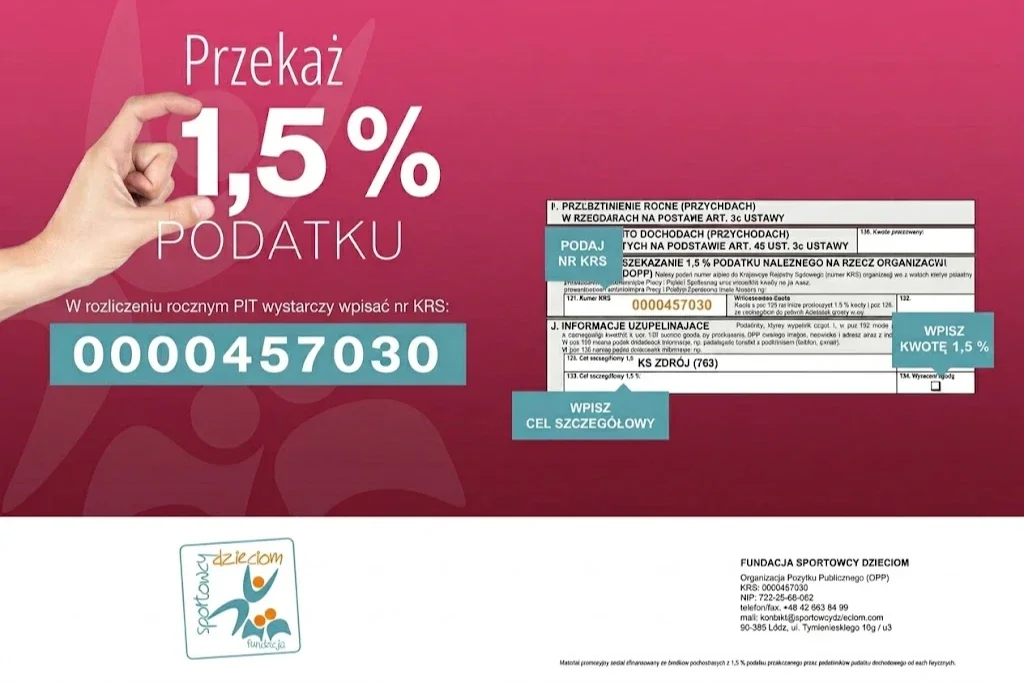 Ulotka informacyjna 1,5% z podatku PIT